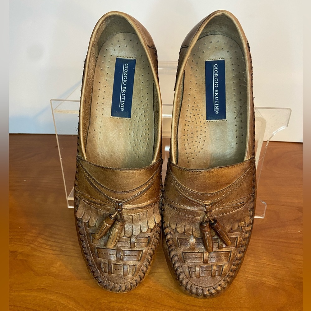 Giorgio Brutini Dress Shoes Mens Size 8.5 M Loafers Bartel Brown Leather Slip On